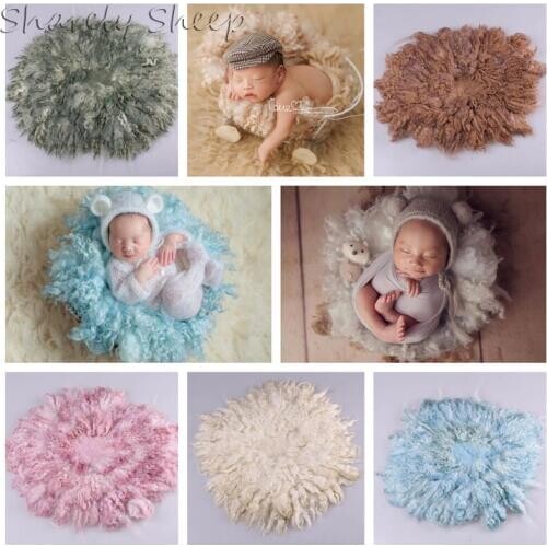 50cm Flokati Wool Blanket Newborn Photography Prop Baby Photo Shoot Posing Wool Fur Blanket Basket Filler Newborn Shoot Backdrop