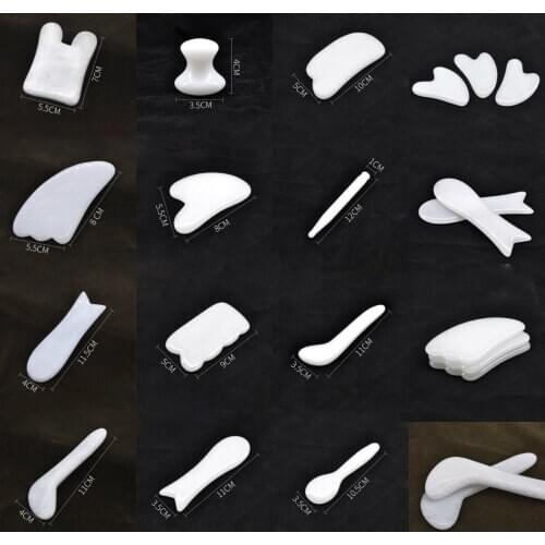 White Marble Natural Jade Stone Guasha Massage Scraping Board Acupoints Plate SPA Therapy for Face Eyes Leg Body Health Care