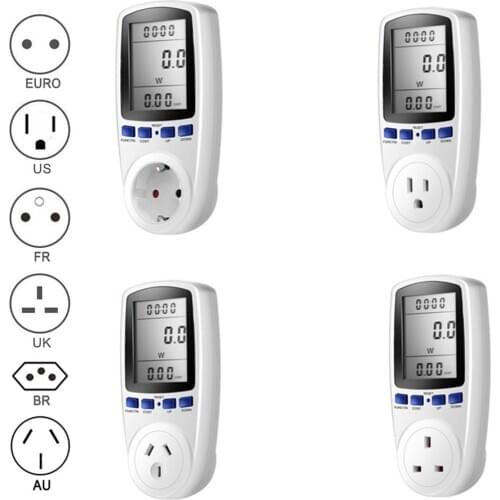 EU US UK Plug Socket Digital Voltage Wattmeter Power Consumption Watt Energy Meter KWh AC 230V 120V Electricity Analyzer Monitor