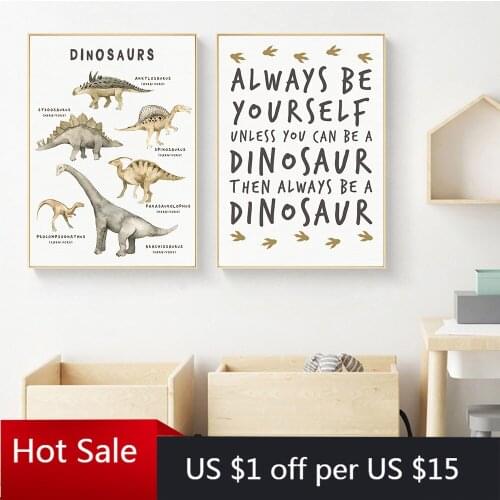 Boy Room Decor Art Print Dinosaur Modular Playroom Posters Chart Educational Prints Canvas Painting Wall Decor Pictures