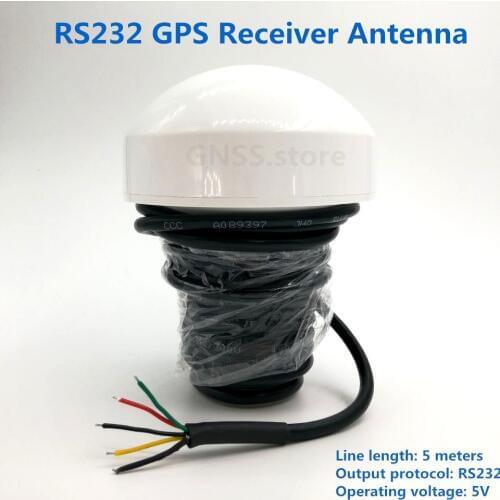For marine 5V RS232,RS-232 GPS receiver,Mushroom-shaped case,4800 baud rate,module with antenna Line length 5 meters