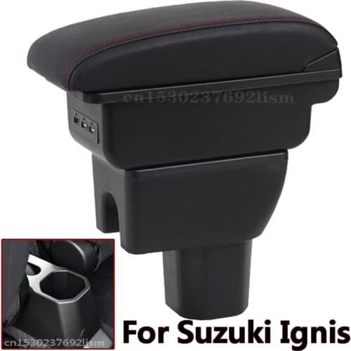 For Suzuki IGNIS Armrest Retrofit parts Interior Storage box 3USB LED Simple installation Car Armrest box