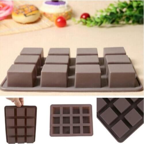 DIY Chocolate Molds Food Grade Bakeware Cake Molds High Quality Square Moulds Tool Kitchen Eco-friendly Silicone Mold 12 Cavity