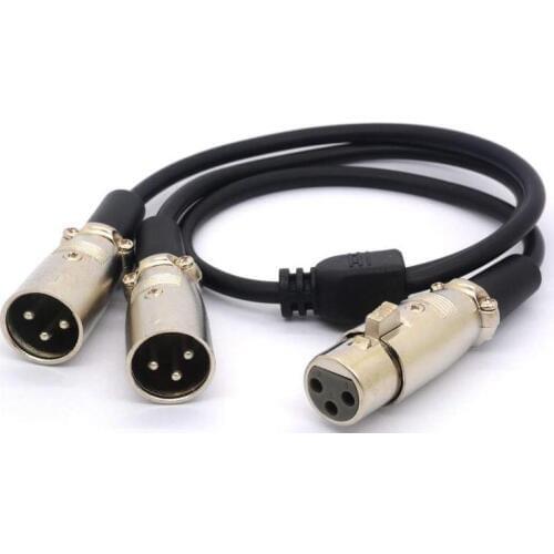 LBSC XLR Cable Y Splitter Adapter XLR Female To Dual XLR Male Y Extension Cords for Microphone Audio 50CM (1 Female To 2 Male)