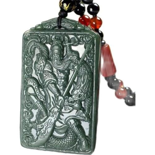Xinjiang Hetian Jade Pendant Green Jade Guan Yu Pendant