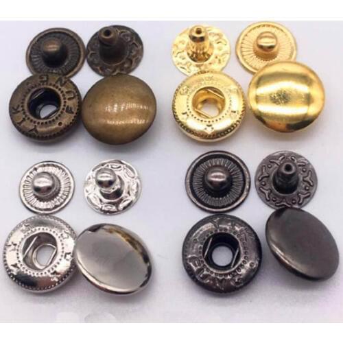 50 Set 10mm 12.5mm 15mm Metal Press Studs Sewing Button Snap Button Fasteners Sewing Leather Craft Clothes Bags Garment