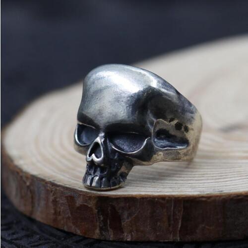 100% 925 Silver Skull Ring Real Sterling Silver Skeleton Ring PUNK Jewelry Man Ring Resizable
