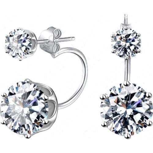 Fashion Earing Big Zirconia Ear Jackets Jewelry High Quality 925 Sterling Silver Ear Stud Earrings For Women