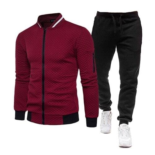 2021 Autumn Men Tracksuit Sweatshirt Zipper Jacket + Long Pants Sweatpants Two Piece Sets Casual Male Streetwear Clothing
