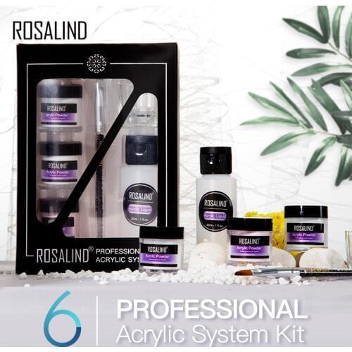 ROSALIND Poly For Gel Nail Extension Acrylic Powder Set Dipping Carve Crystal Powder Builder Tools Manicure Set Acrylic Nail Kit
