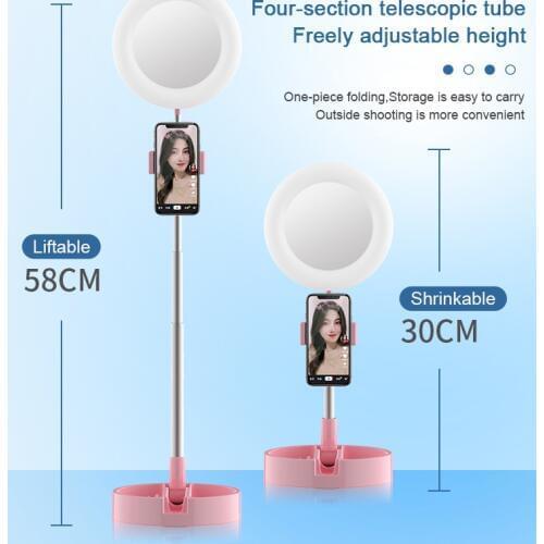 Desktop Led Selfile Ring Light Dimmable Photo Studio Fill Lamp with makeup mirror mobile phone Stand for Youtube Live Streaming