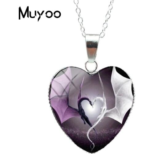 2017 New Couple Dragons Heart Necklace Fire Dragon Heart Jewelry Animal Heart Shaped Necklace Pendant HZ3HZ3
