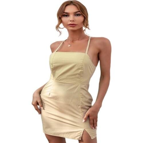 2020 New Fashion Hot Sale Sexy Halter Strap Short Skirt Fashion Split Dress Womens Clothing