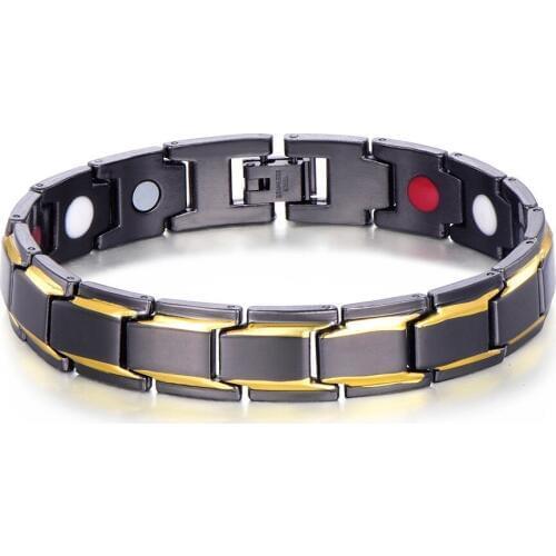 2019 New Black Mens Health Bracelets & Bangles Magnetic H Power Stainless Steel Charm Bracelet Jewelry for Man Ma'le