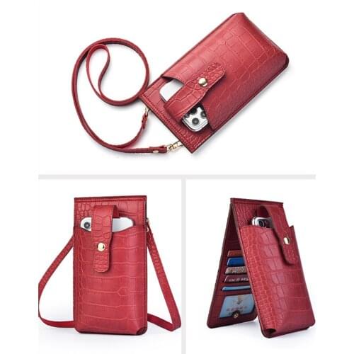 New Wallet Ladies Mini Mobile Phone Bag Card Wallet Shoulder Messenger Small Bag Buckle Mobile Phone Leather Case Ladies Wallet