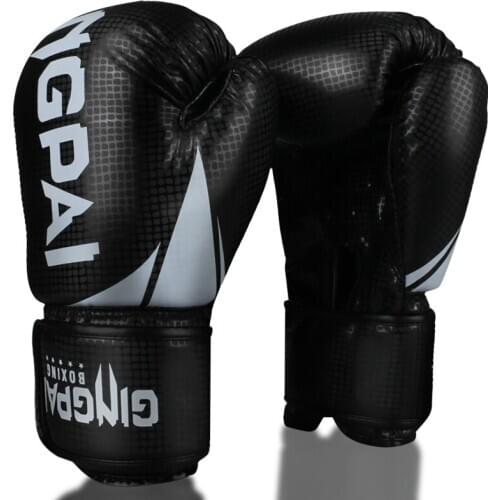 GINGPAI Hot Selling PU Leather Woman Mens Boxing Gloves Strong Velcro MMA Muay Thai Sanda Gloves Children 6oz 8oz 10oz 12oz