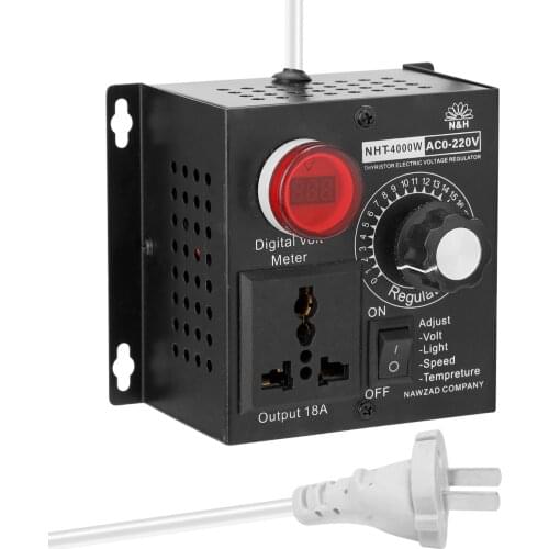 AC 220V 4000W Compact Variable Voltage Controller Portable Speed Temperature Light Voltage Adjuatable Dimmer