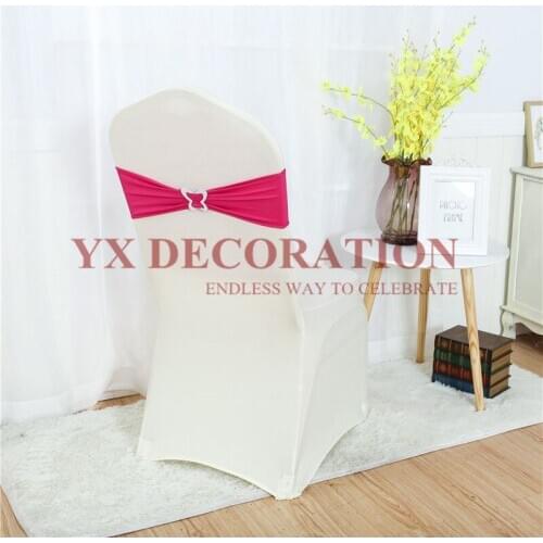 Wholesale Price 50pcs Lycra Chair Band Spandex Sash With Butterfly Buckle For Chair Cover Wedding Event Decoration