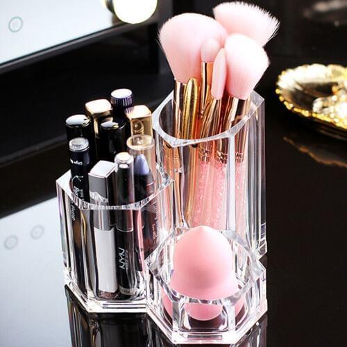 Transparent Makeup Brush Storage Box Organizer Acrylic Cosmetics Manager Jewelry Storage Box Office Supplies Business Card