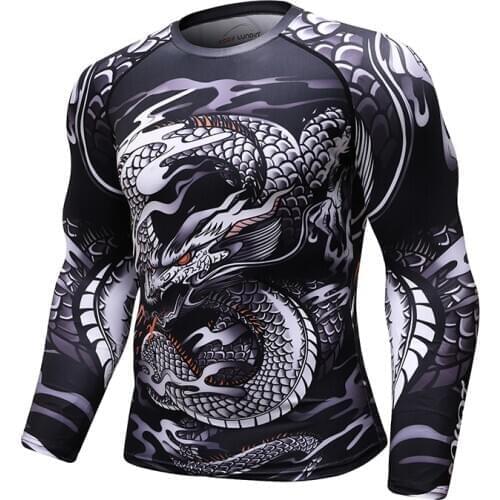 High Quality Hot Sale Full Printing BJJ Rashguard Compression Long Sleeve Shirts