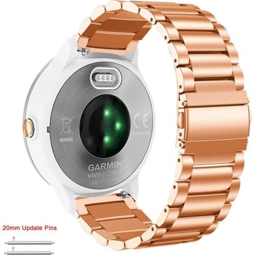 For Garmin Vivoactive 3/Ticwatch 2 Watch Strap 20mm Metal Stainless Steel Wristband Strap for Samsung Galaxy Watch 42mm/Active