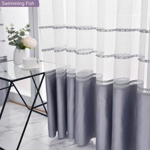 Luxurious Embroidery Curtain Beaded Voile Patchwork Tulle Euro Style Sheer For Bedroom Living Room Deco Drapery Windows Curtains