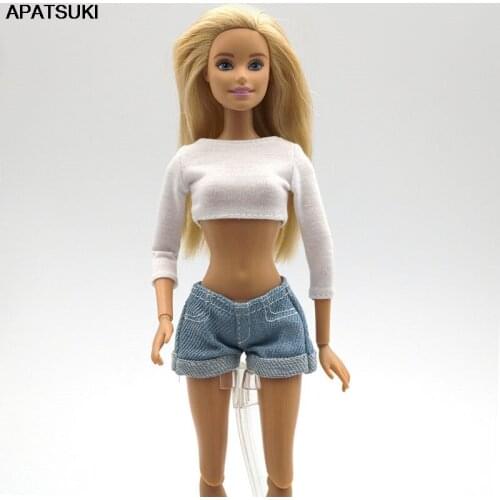 Sexy White Long Sleeve Shirts Short Crop Tops For Barbie Doll Clothes Fashion Outfits Dolls Accessories Dollhouse Kids Toys 1/6