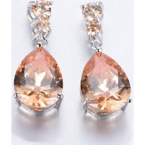 Luxury Bohemian Dangle Earrings For Women Purple Crystal Floral Pattern Drops Earrings Elegant Banquet Jewelry