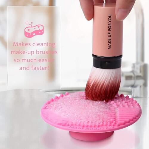Brush Cleaning Mat Silicone Makeup Cleaning Brush Scrubber Mat Portable Washing Tool Cosmetic Brush Cleaner with Suction Cup