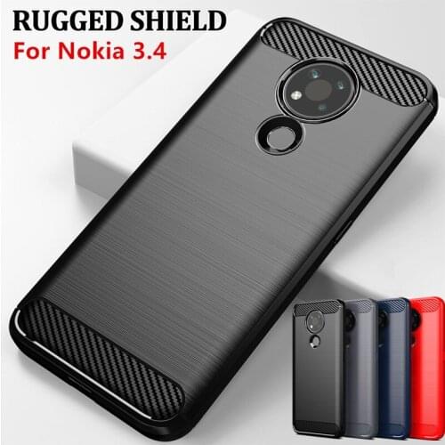 Whyes Silicone Case For Nokia 3.4 ShockProof Fitted Carbon Fiber TPU Phone Durable Cover For Nokia 3.4 phone shell 6.39inch