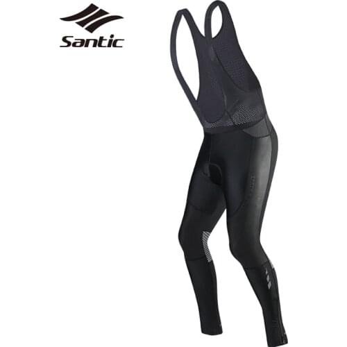 Santic Cycling Pants Men Racing Coolmax Padded Bicycle Long Pants Pro Team Mountain Road Bike Bib Pants Trousers Tights Wear