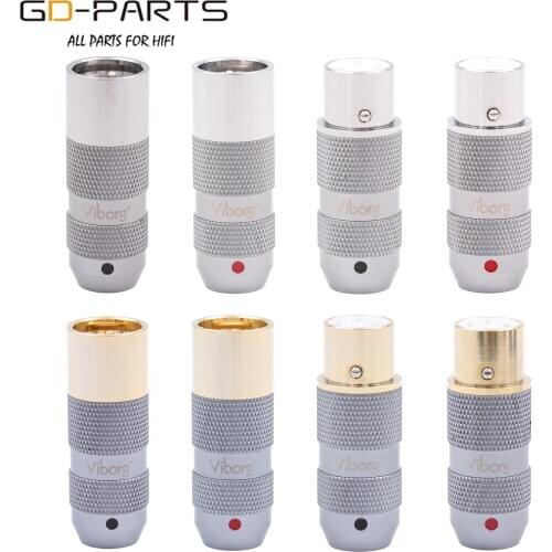 Viborg 24K Gold Rhodium Plated Pure Copper 3Pin Male Female XLR Plug Balance Connector Jack Hifi Audio MIC DAC Cable Adapter