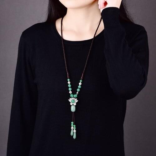 Vintage Long Necklace Pendant Dongling Yu Jewelry Pendant Autumn and Winter Zang Ying Sweater Chain for Women Party Jewelry Gift