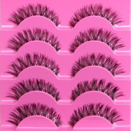 YOKPN 5 pairs Nude Makeup False Eyelashes Handmade Thick False Eyelashes End Of Eye Elongated Short Paragraph False Eyelashes