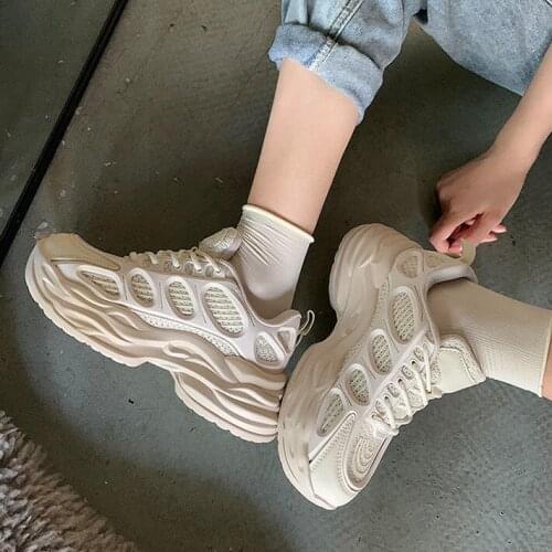 Women Shoes 2021 Spring Ins Hot Women Sneakers Ulzzang Fahion Girls Chunky Shoes Female Thick Sole Sport Sneakers Plus Size 43