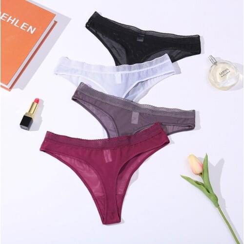 Ladies Sexy Thong Low Waist Thong Ladies Seamless Mesh Panties Briefs Nylon Material Breathable Panties Hot Sale In 2021