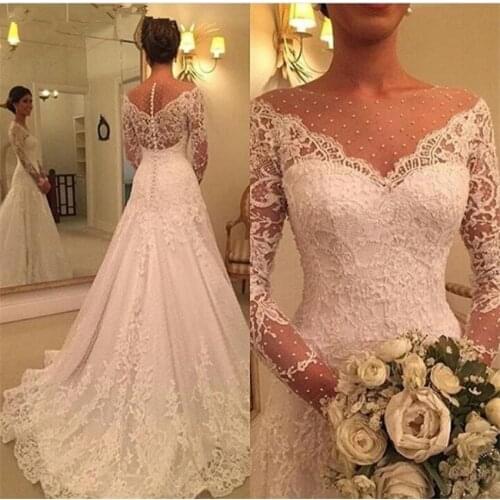 Robe de mariage Long Sleeve Applique Mermaid Wedding Dresses New Style Romantic Bridal Wedding 2021 Vestidos De Noiva