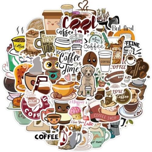 10/30/50Pcs/SetCartoon coffee Kawaii Stickers For Chidren Toy Waterproof Sticker to DIY Laptop Bicycle Helmet Car Decals