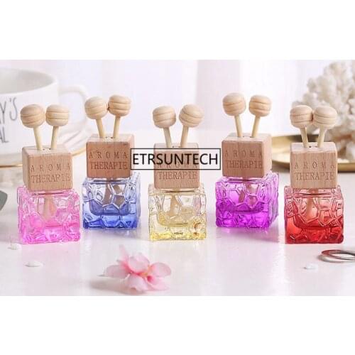 100pcs Colorful Glass Car Perfume Air Conditioning Outlet Tuber Car Perfume Bottle with Wooden Cap F3807