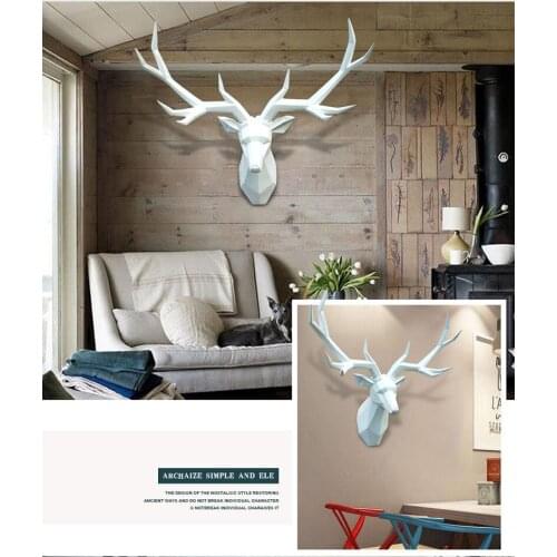 3D Deer Statue Super Big Home Decor Accessories Animal Figurine Wall hanging Decoration Sculpture Ornament Wedding Decorations