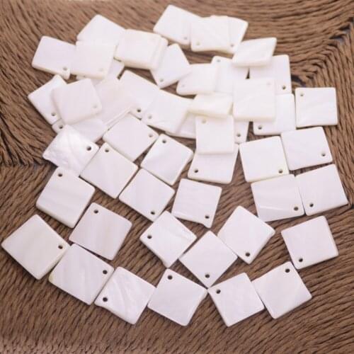50 PCS 12mm Freeform Square Shell White Mother of Pearl Loose Beads