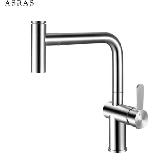 Asras AS-3065 304 Stainless Steel Kitchen Pull Out Faucet Hot Cold Water Mixer Tap Sprayer Switch Free Shipping