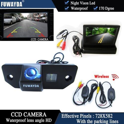 FUWAYDA Wireless CCD Chip Car Chip Rear View Camera for FORD FOCUS SEDAN (3 Carriages) Ford C-max+4.3 Inch foldable LCD Monitor