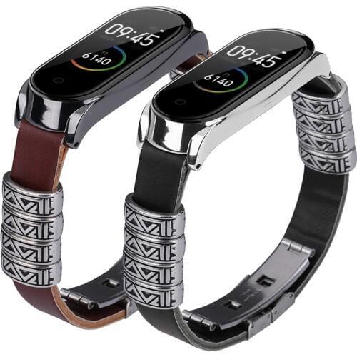 Wrist loop for xiaomi Mi Band 4 3 Strap vintage Leather Bracelet for Mi Band 3 4 Wristband Accessories for Mi Band 3 Bracelet
