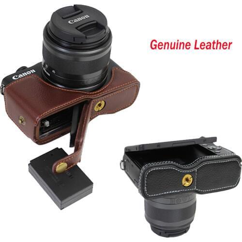 Genuine Leather case Camera cover For Canon EOS M100 M10 M200 bottom BASE Half Body cover With Battery Opening,Free Shipping
