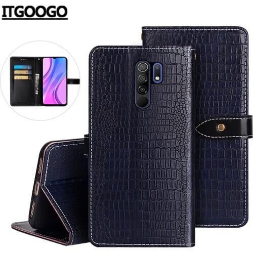 Case For Xiaomi Redmi 9 Case Cover Crocodile Grain Flip Leather Case For Xiaomi Redmi 9 M2004J19AG Cover funda