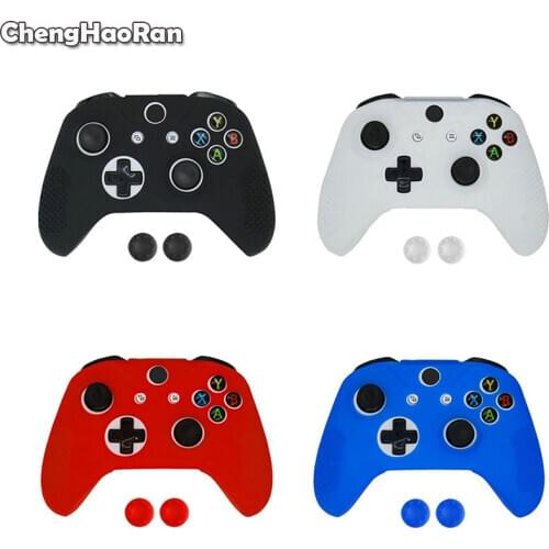 ChengHaoRan Silicone Case Protective Skin Cover Wrap Case For Xbox One S Slim Controller Gel Rubber Joystick w/2*Thumbsticks Cap