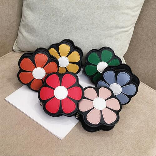 2019 Summer Children Cute Handbags Flower Shaped Purses PU Leather Shoulder Crossbody Bag for Kids Toddler Girls