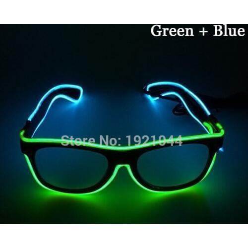 Double Color Green and Blue EL wire Glowing Glasses Event Party Supplies LED neon light For Carnival Decoration Cold light