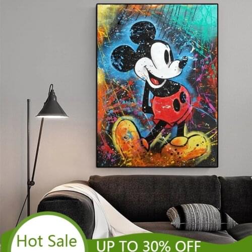 Disney Canvas Poster Paiting Colourful Mickey Mouse Painting Graffiti Wall Street Art Picture Canvas Paintings Posters Kids Gift
